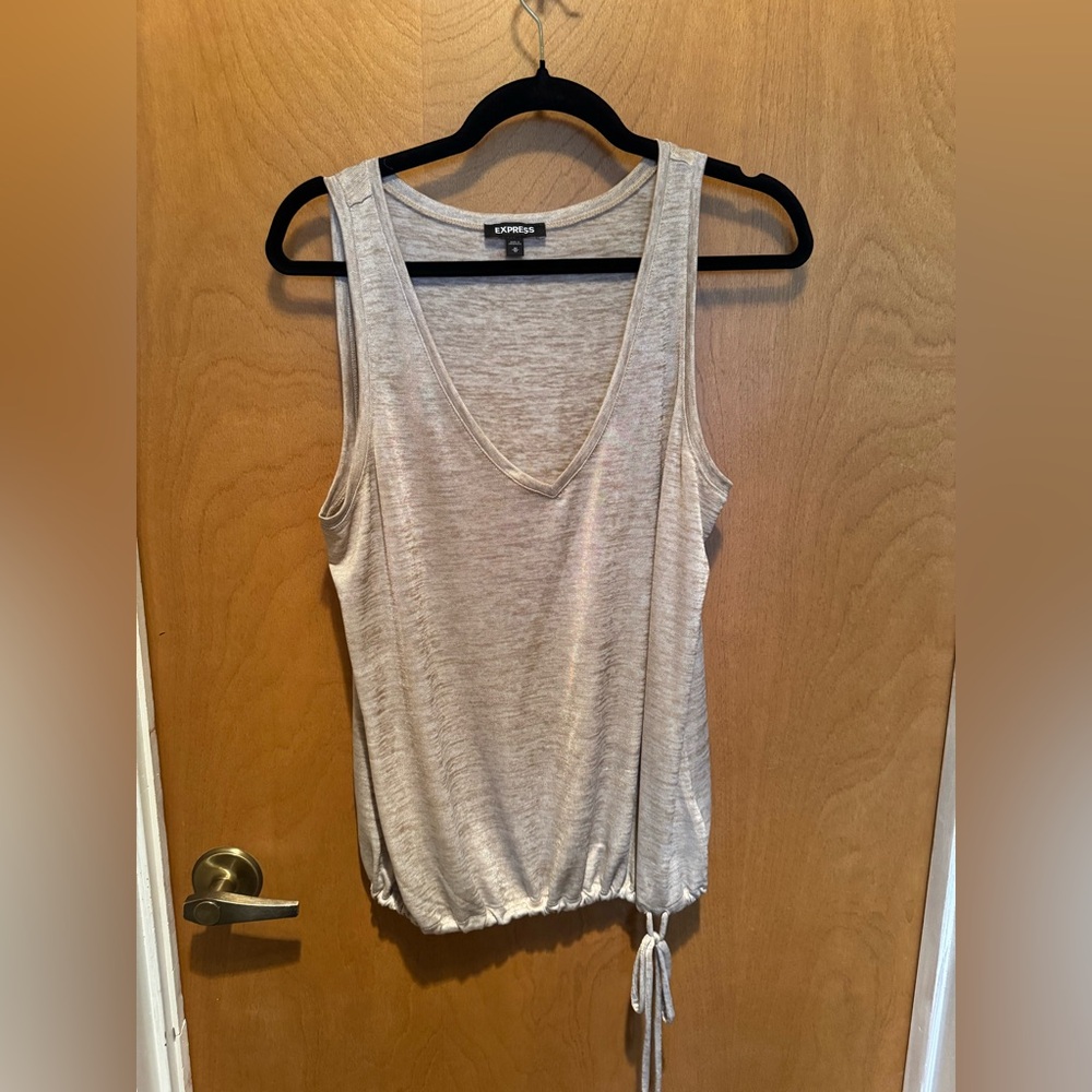 Express Gray Sleeveless Tie Front Tank Top